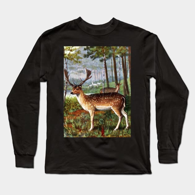 Deer Colorful Vintage Long Sleeve T-Shirt by Marccelus